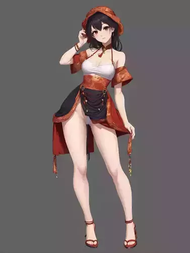 Beautiful traditional Anime Girl 3D Print Model