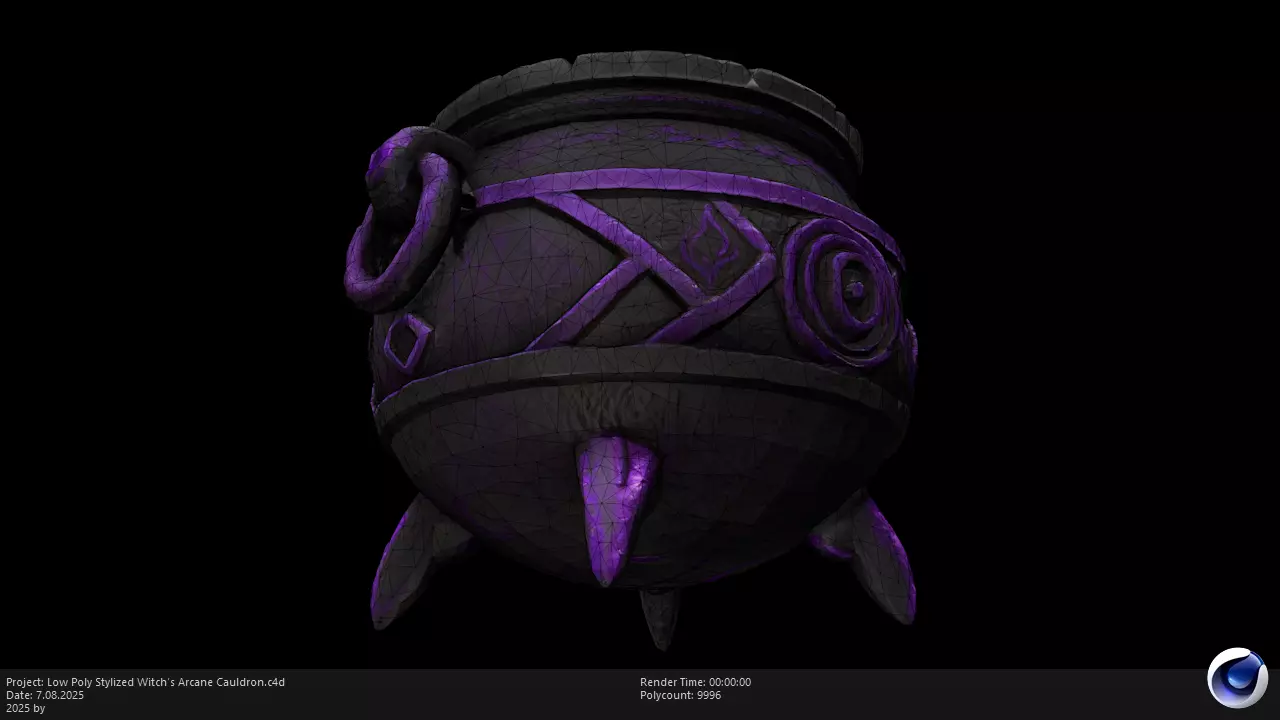 Low Poly Stylized Witchs Arcane Cauldron Low-poly 3D model_8