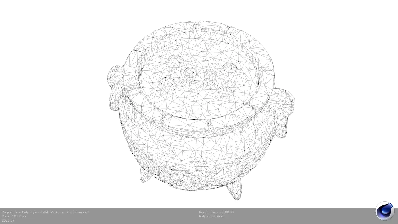 Low Poly Stylized Witchs Arcane Cauldron Low-poly 3D model_6