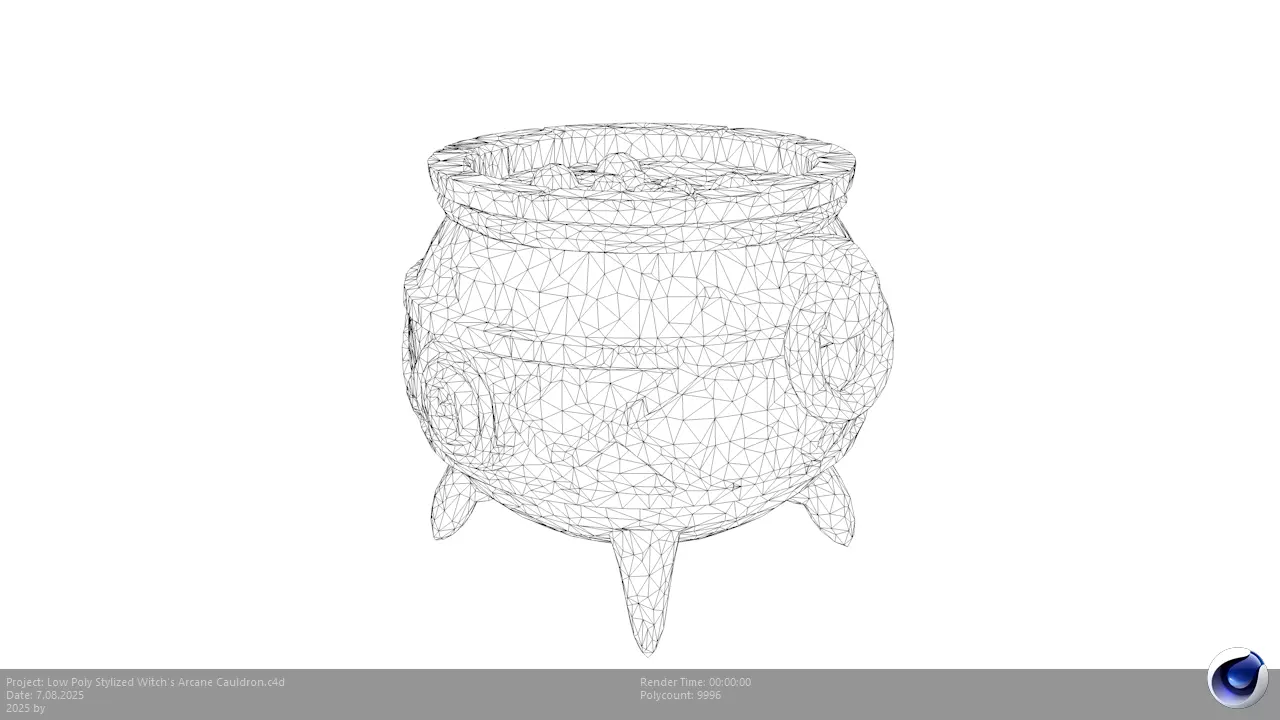 Low Poly Stylized Witchs Arcane Cauldron Low-poly 3D model_3