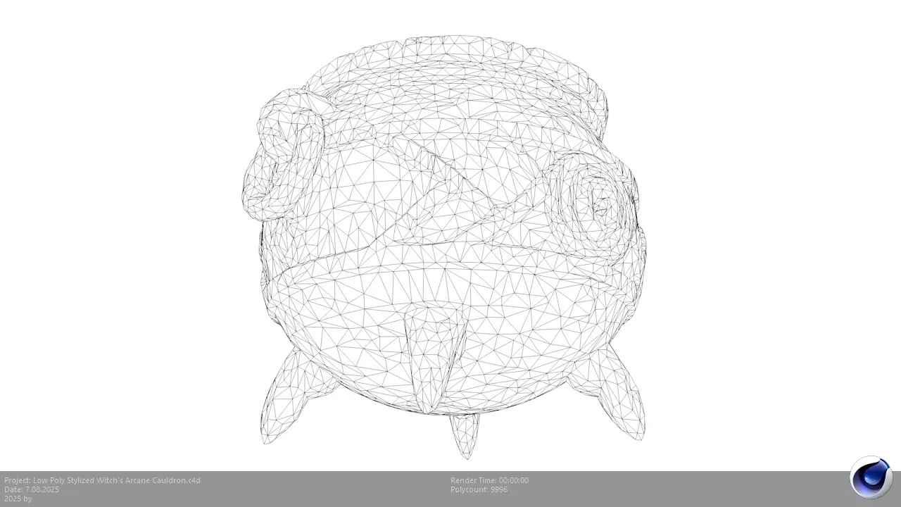 Low Poly Stylized Witchs Arcane Cauldron Low-poly 3D model_9