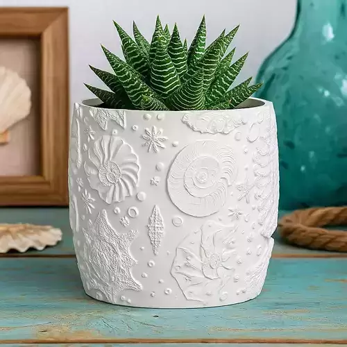 Shell Plant Pot with Drainage No Supports
