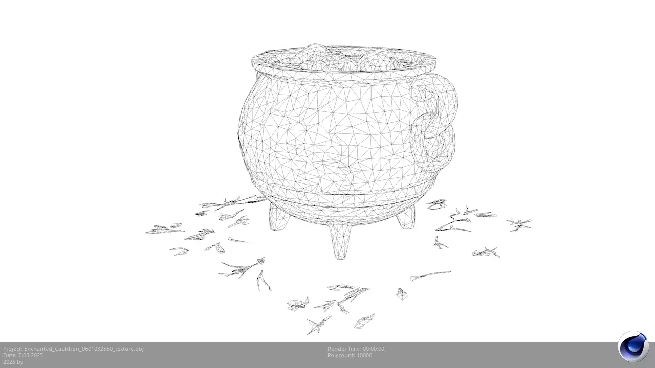 Low Poly Stylized Mystic Herbbrew Cauldron Low-poly 3D model_3