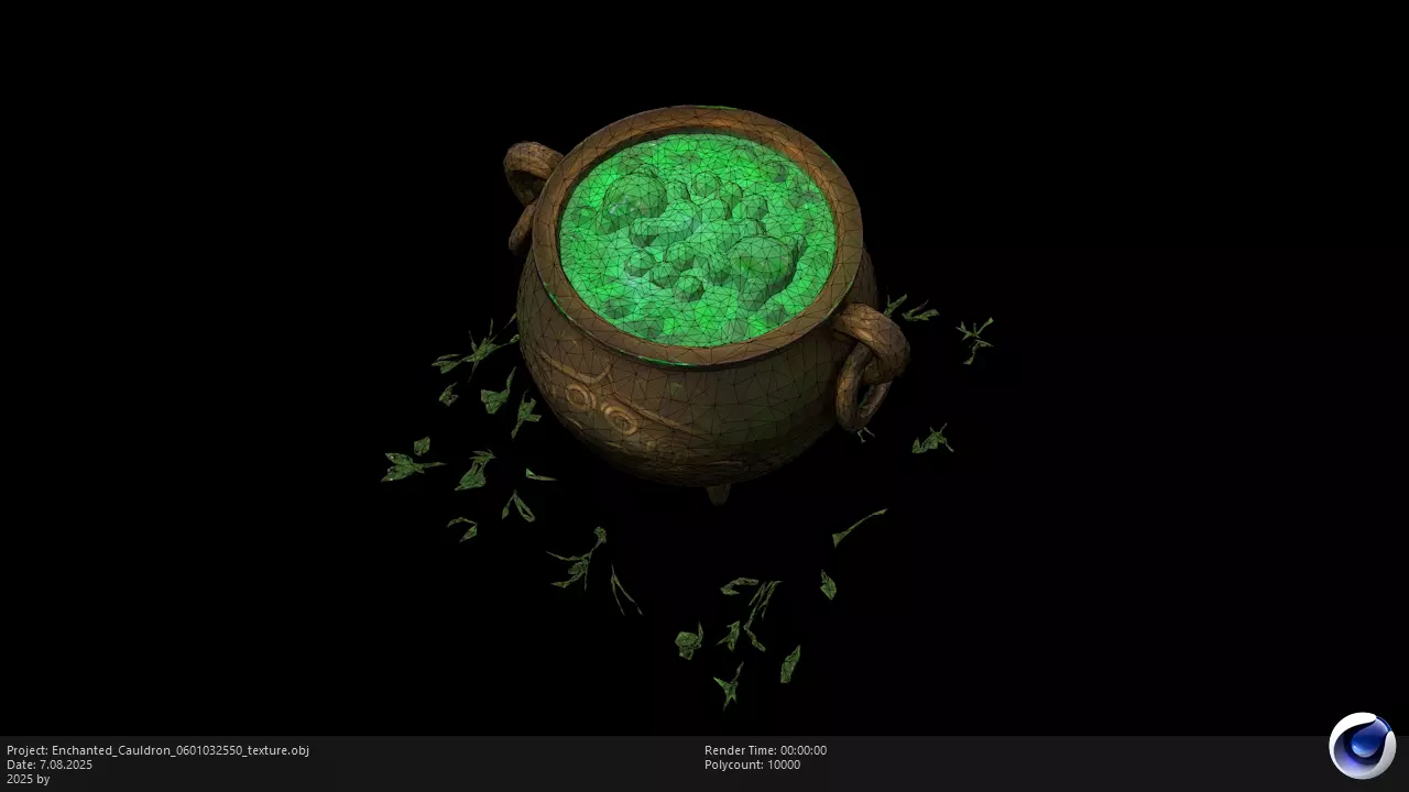 Low Poly Stylized Mystic Herbbrew Cauldron Low-poly 3D model_5