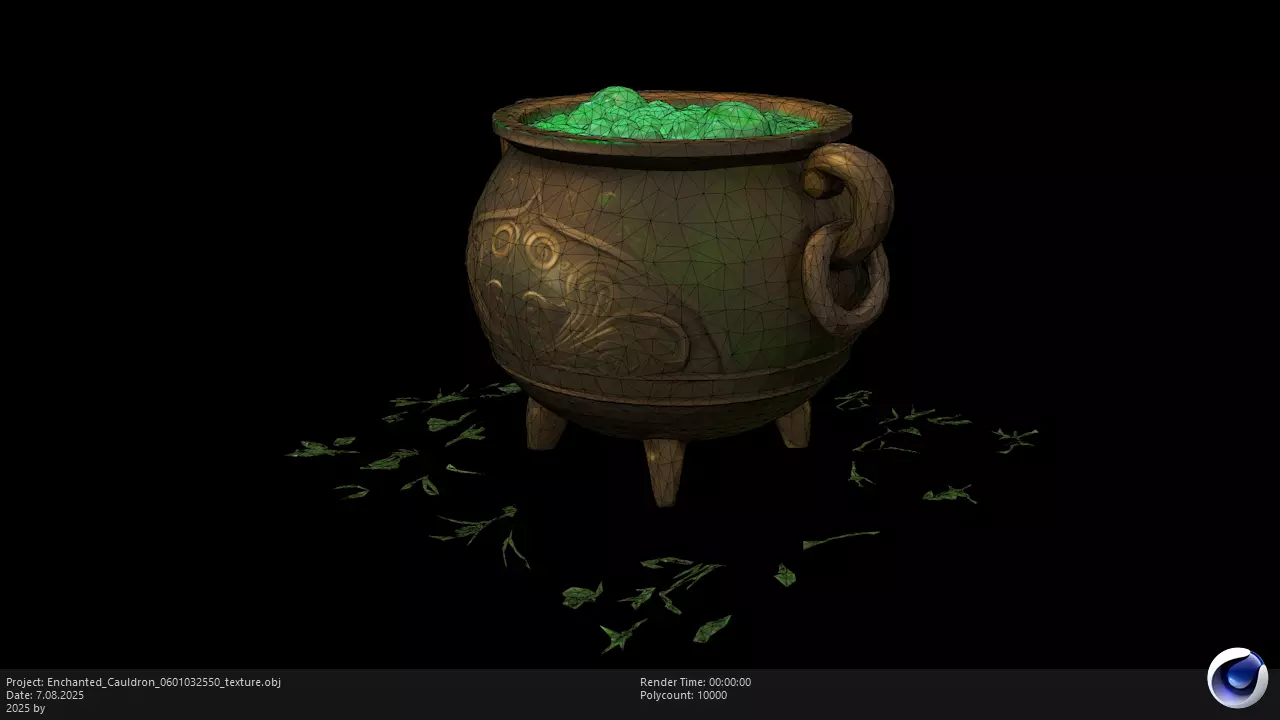 Low Poly Stylized Mystic Herbbrew Cauldron Low-poly 3D model_2