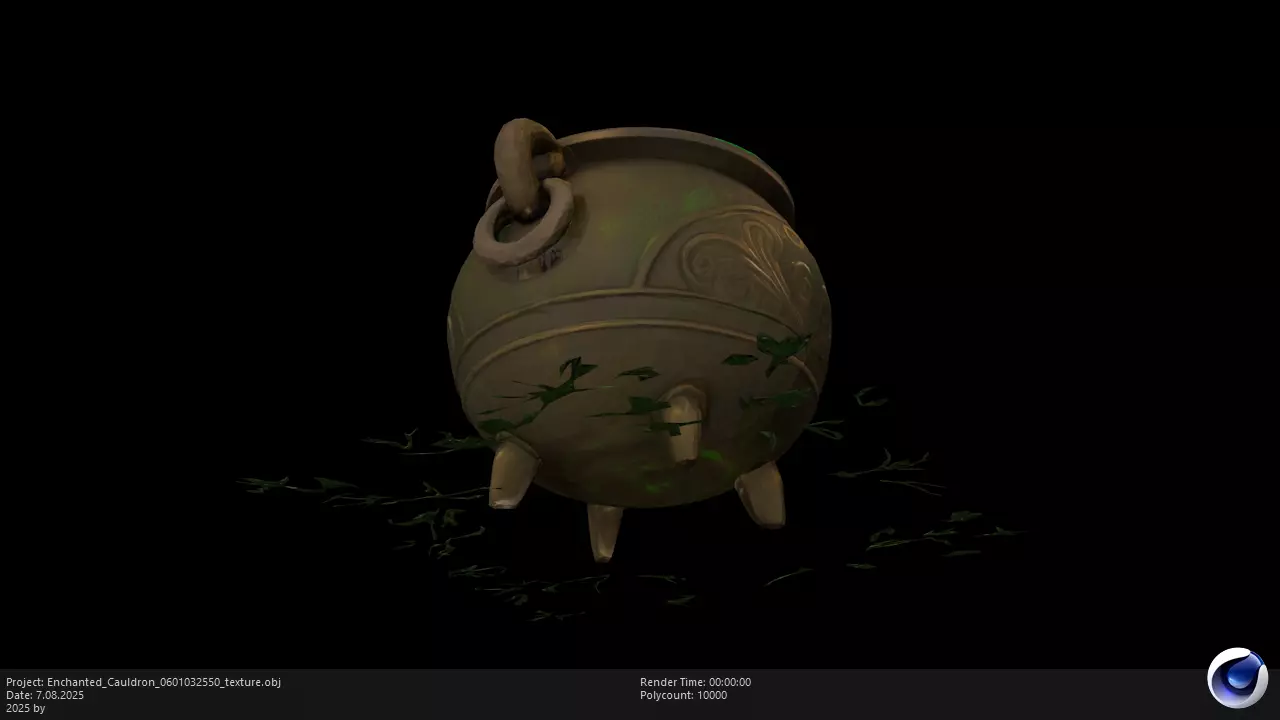 Low Poly Stylized Mystic Herbbrew Cauldron Low-poly 3D model_7