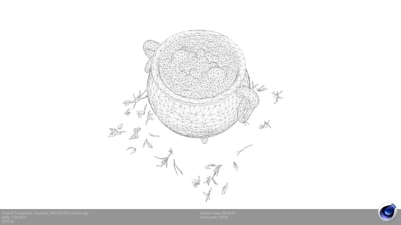 Low Poly Stylized Mystic Herbbrew Cauldron Low-poly 3D model_6