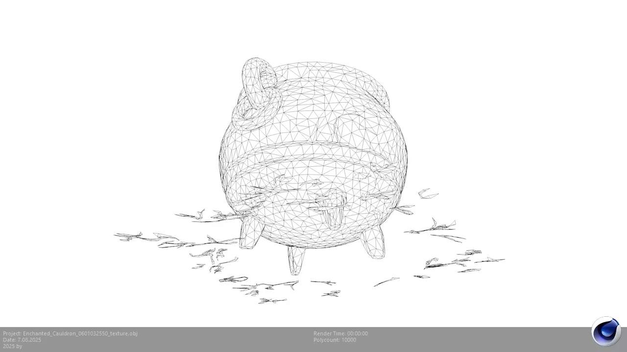 Low Poly Stylized Mystic Herbbrew Cauldron Low-poly 3D model_9