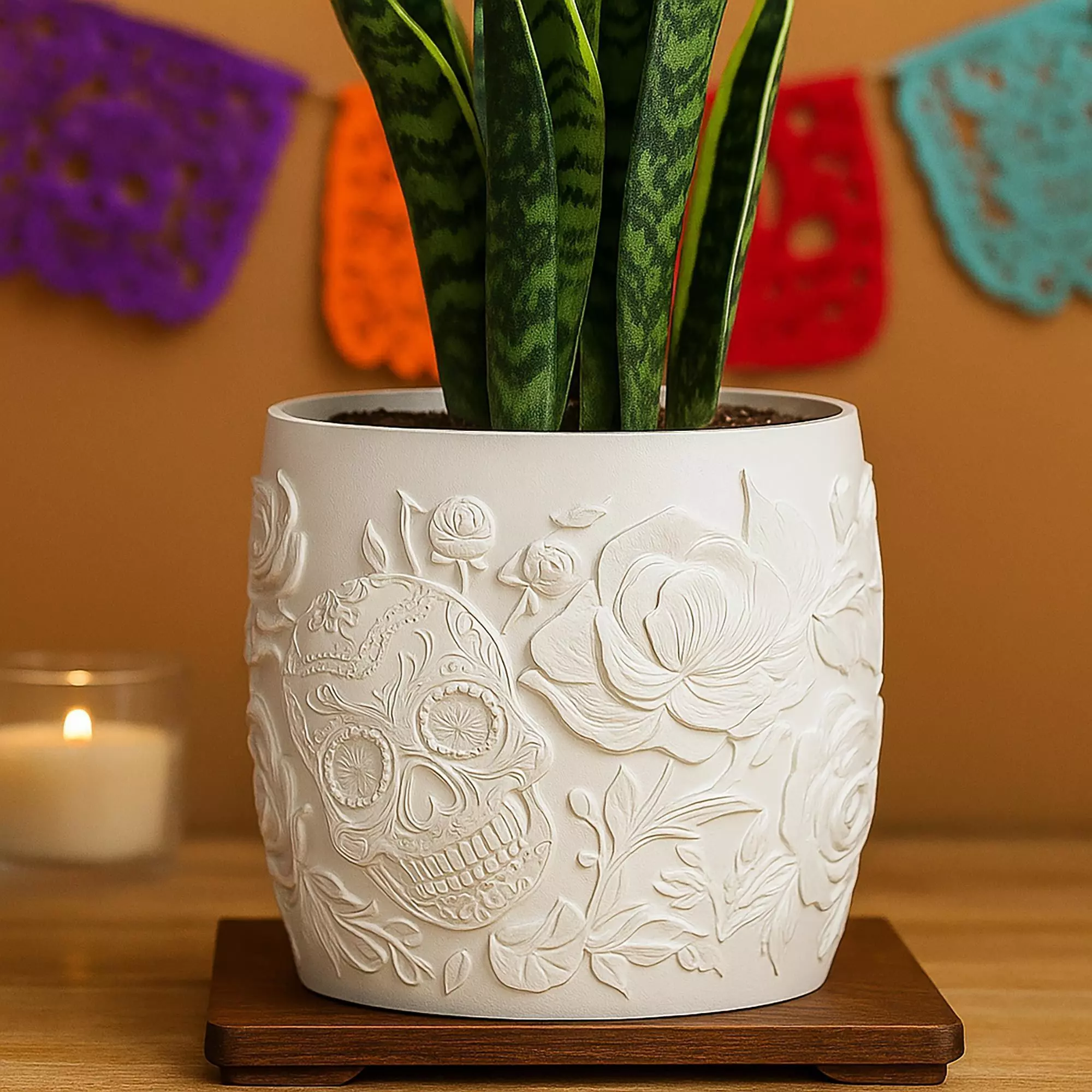 Santa Muerte Plant Pot with Drainage No Supports 3D print model