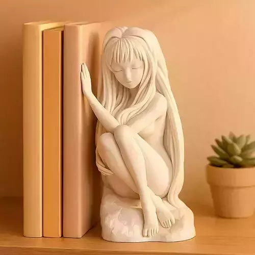 Anime Girl Bookend Shelf Decor No Supports Needed 3D print model