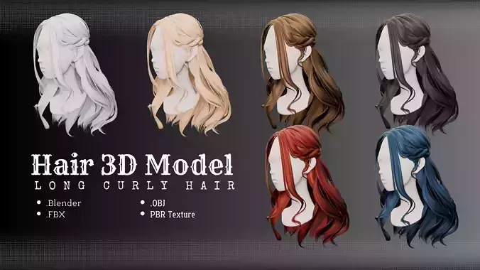 3D Hair Female 01 - Long Curly 