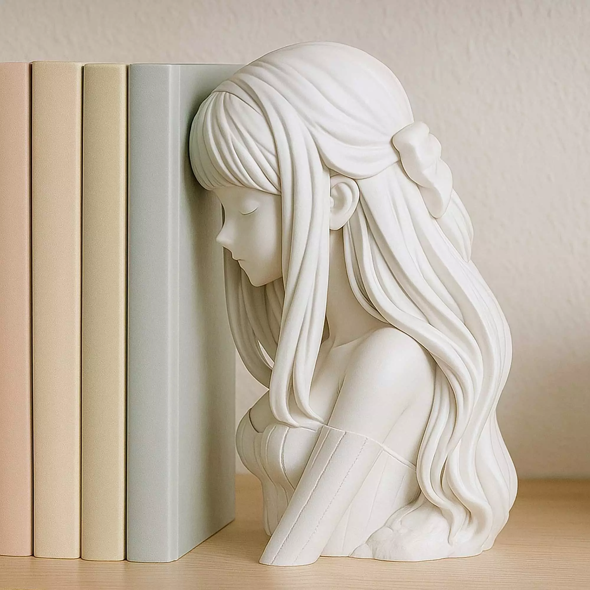Anime Girl Bookend Shelf Decor No Supports Needed 3D print model