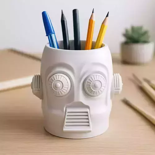 Robot Pen Pencil Holder Office Gift 3D print model