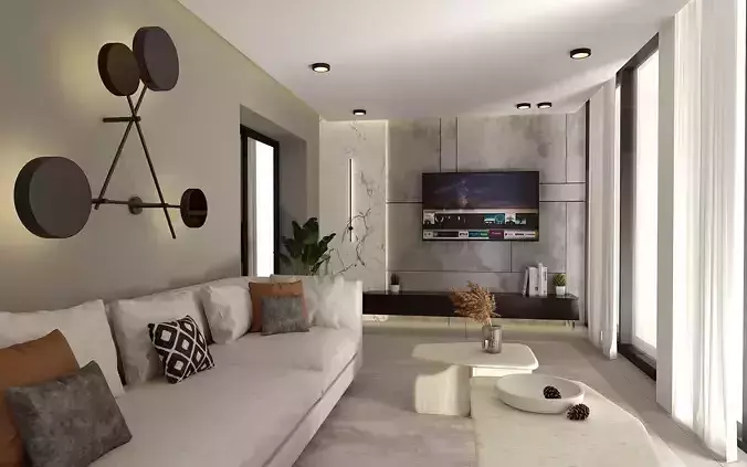 Modern Outdoor Living Space Scene for Cinema 4D