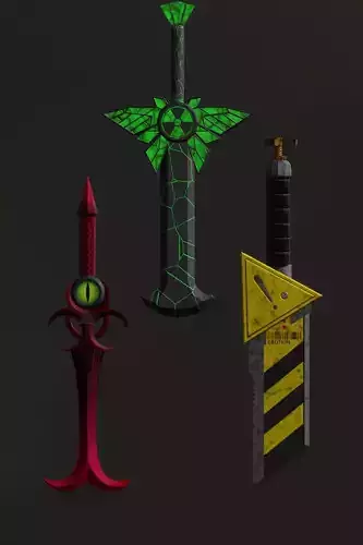 3in1 3d Weapon Pack Hazard Signal Dagger series