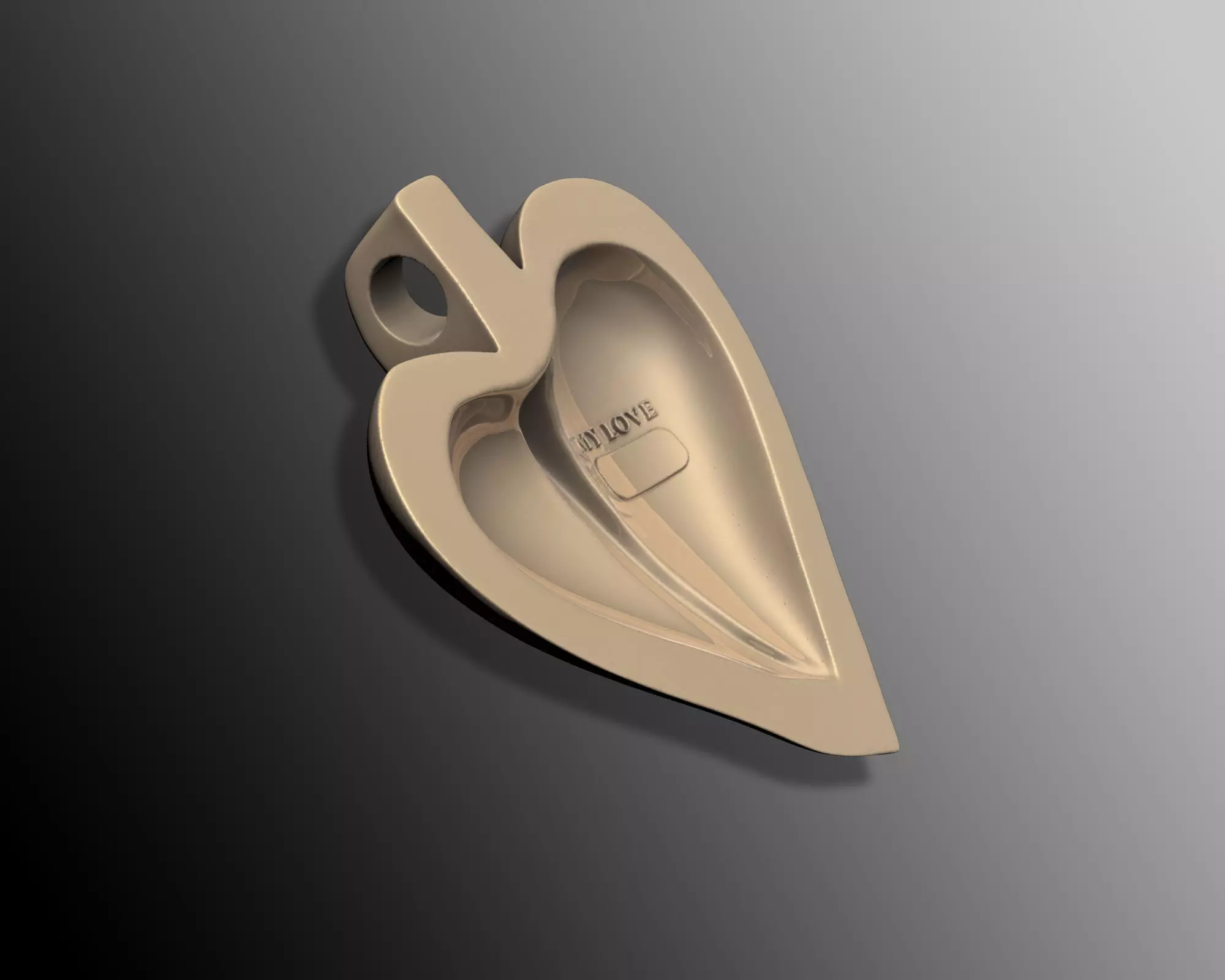 HALF HEART PENDANT WITH YOUR LOVER NAME 3D print model_10