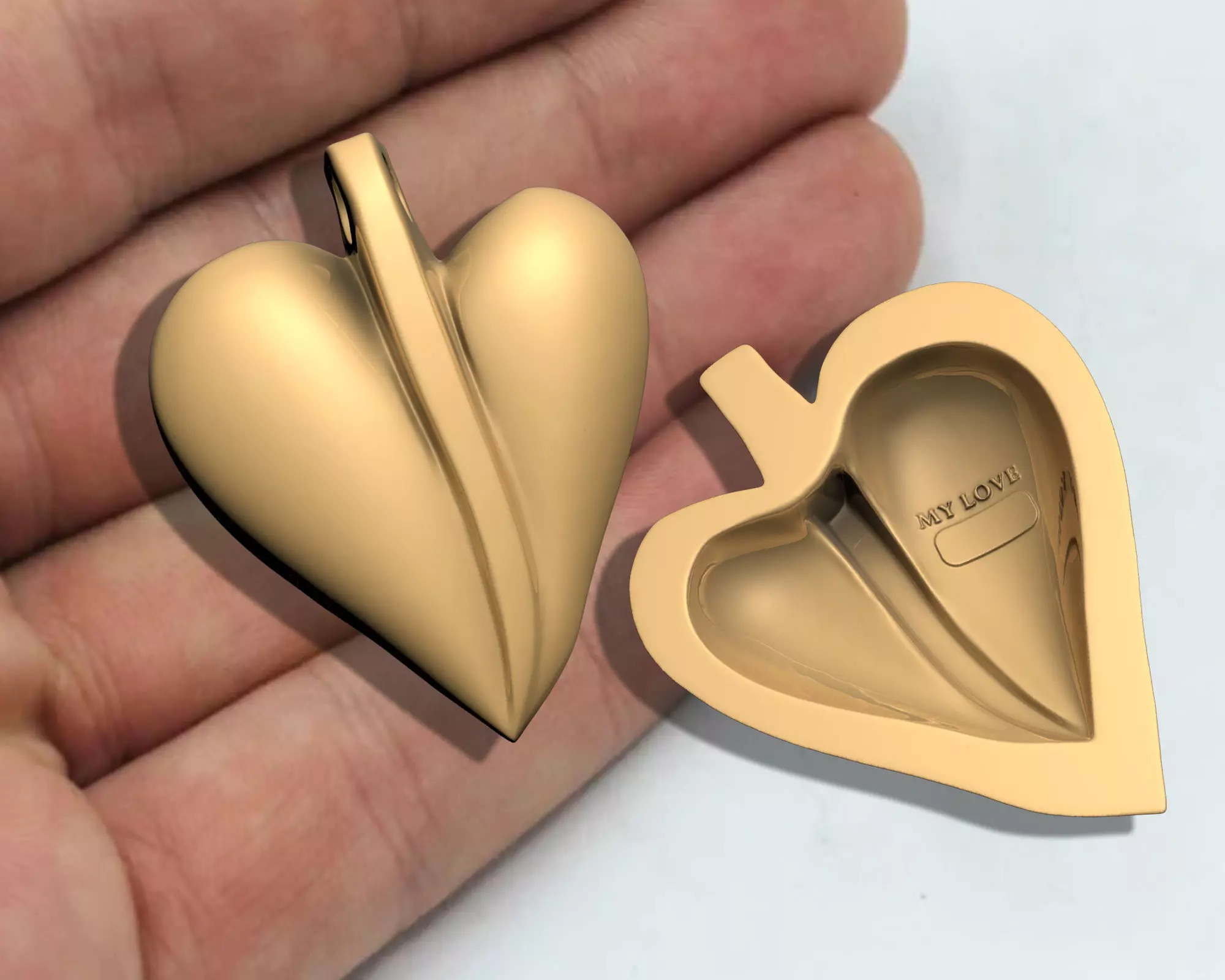 HALF HEART PENDANT WITH YOUR LOVER NAME 3D print model_7