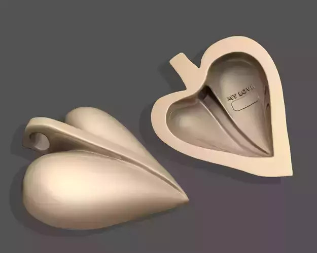 HALF HEART PENDANT WITH YOUR LOVER NAME 3D print model