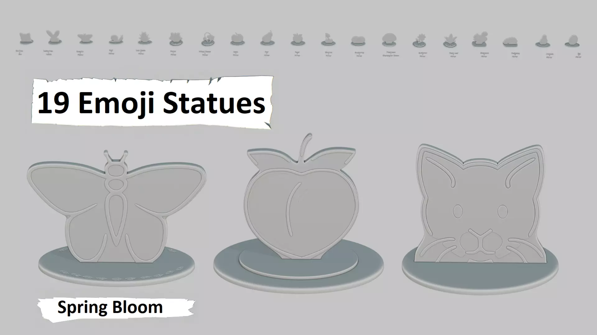 Spring Bloom Medium Pack Emoji Statues 3D print model