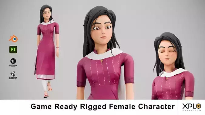 Game ready Rigged and Animated Female Character 
