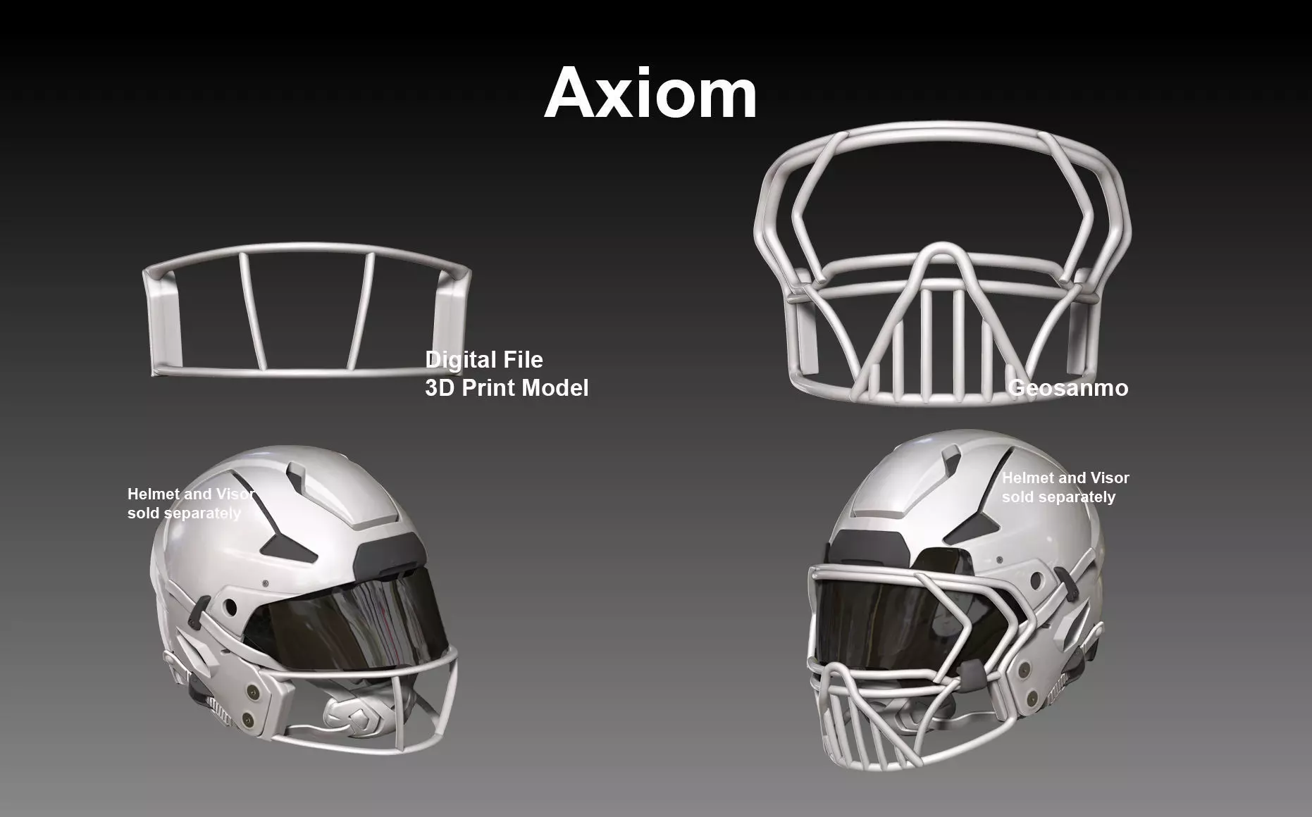 Facemask Pack VIII for NFL Riddell AXIOM Helmet Geosanmo 3D print model_0
