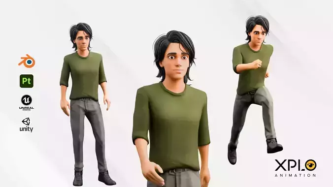 Game Ready Rigged and Animated Male Character  3D model