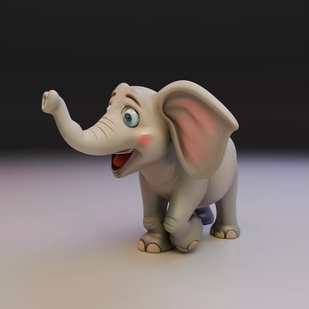 chibi elephant 3D print model_10