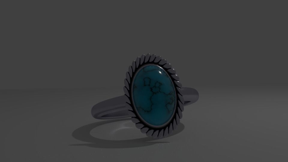 3D Ring with turquoise stone Free 3D print model