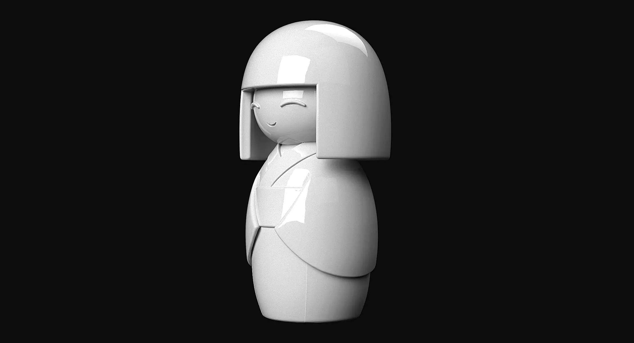 Kokeshi 3D print model_8