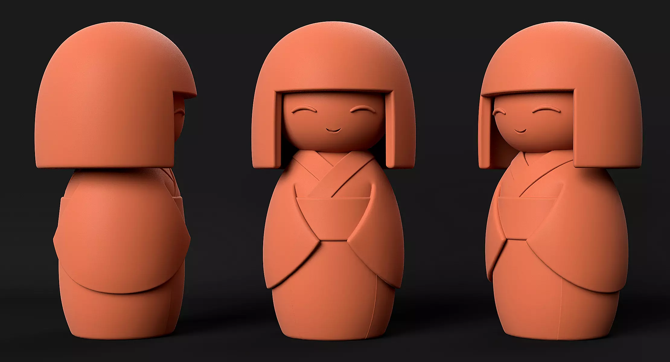 Kokeshi 3D print model_9
