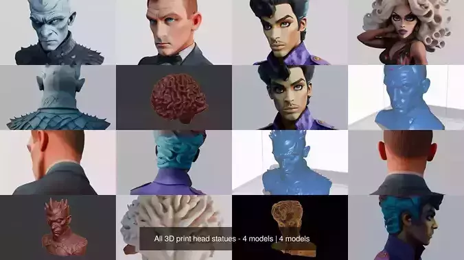 All 3D print head statues - 4 models 3D Model Collection
