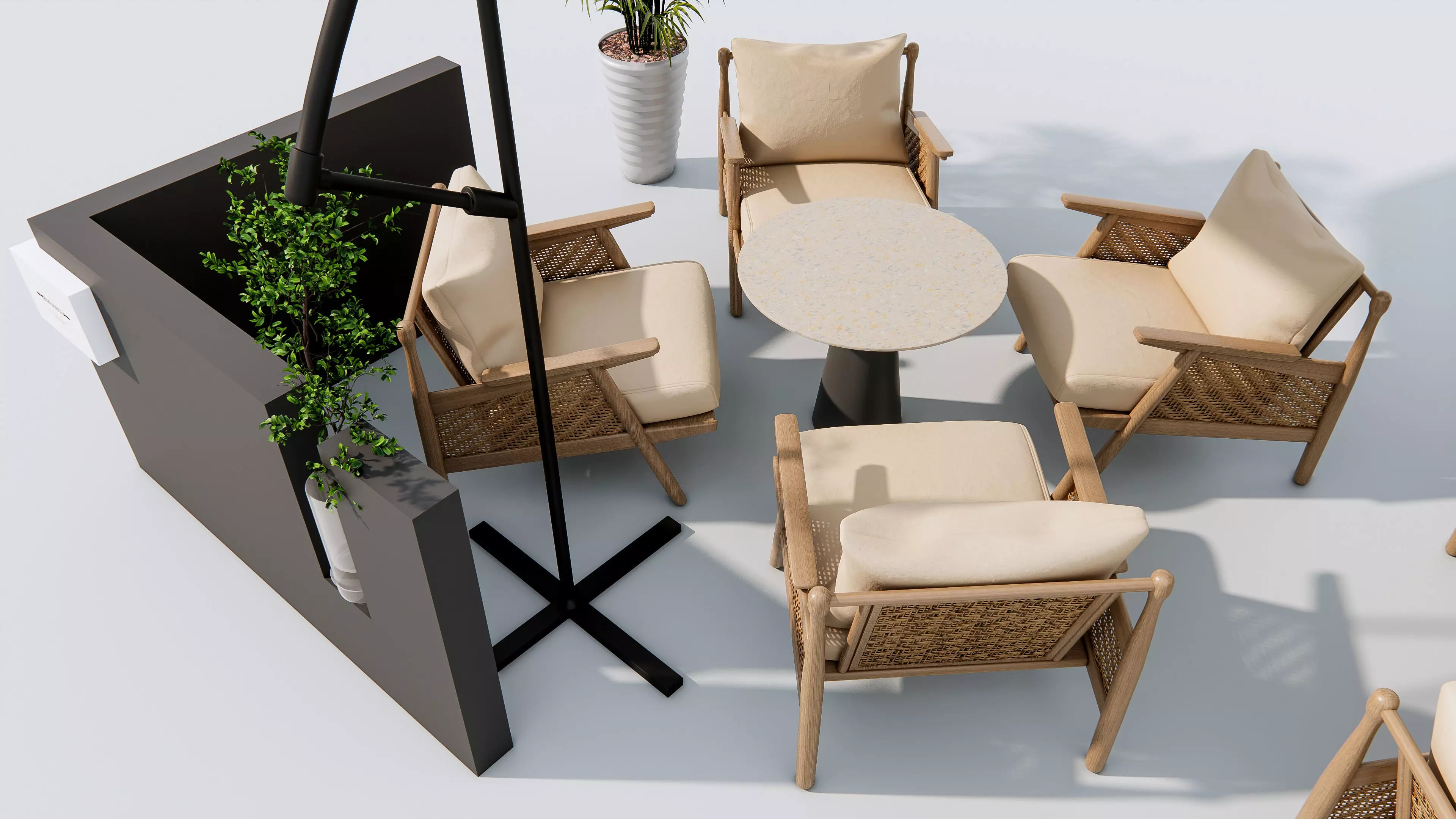 Outdoor Cafe and Restaurant Seating Elements 12 3D model_4