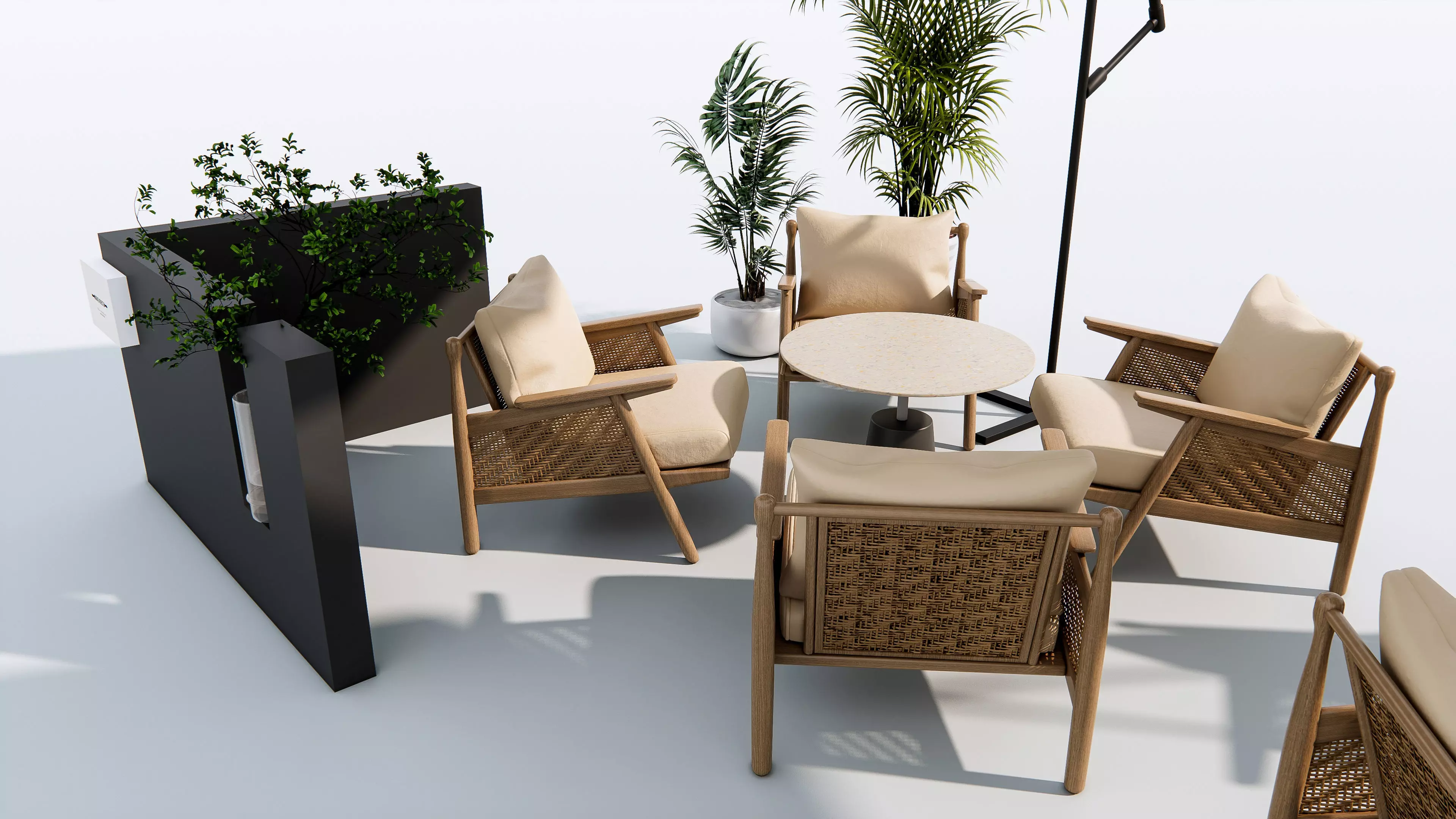Outdoor Cafe and Restaurant Seating Elements 12 3D model_6
