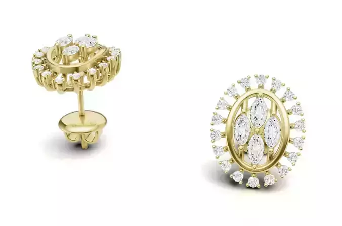Marquise Diamond Cluster Studs For Women