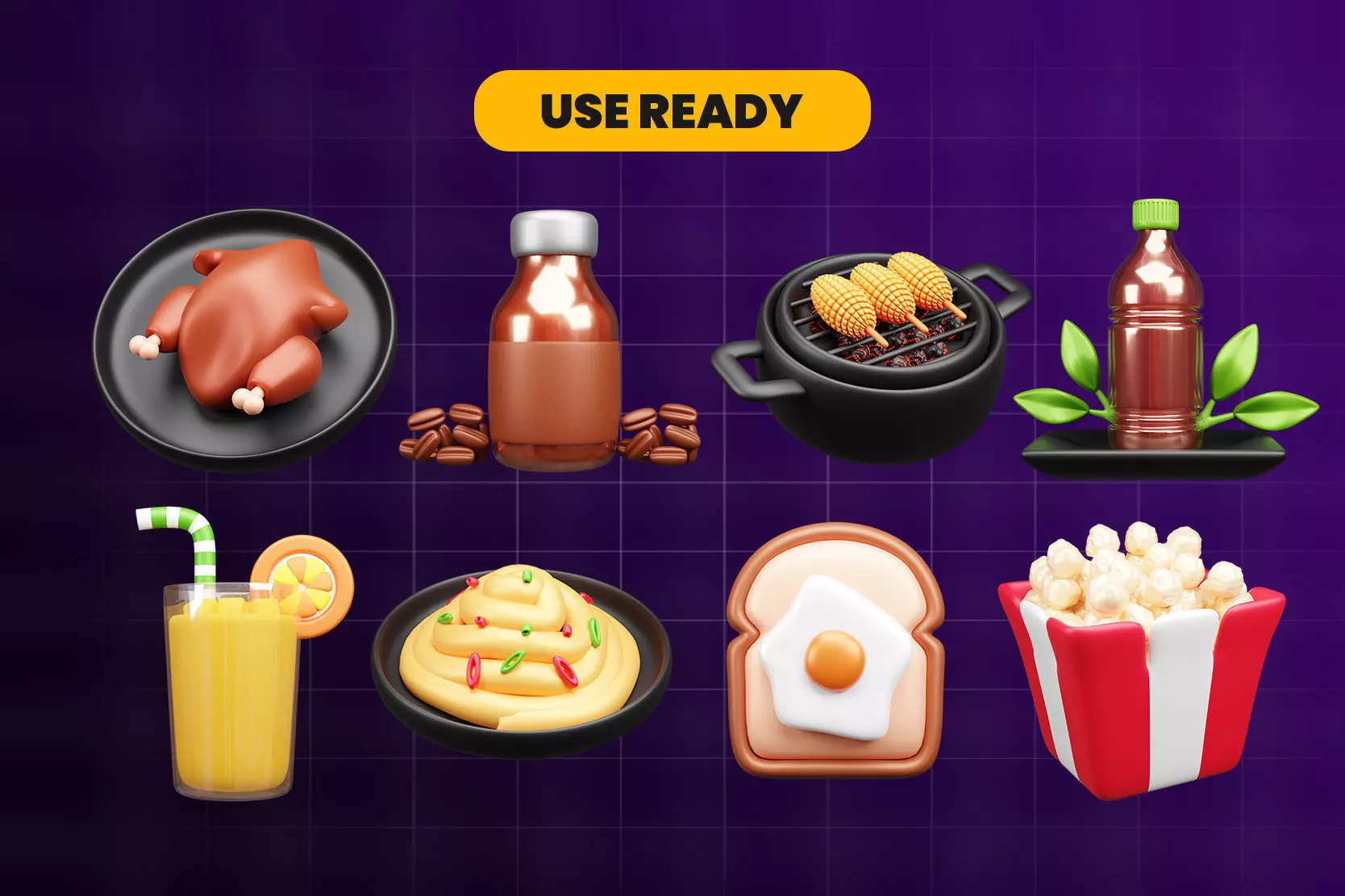 Food and Beverage 3d Icon Pack 3D model_2