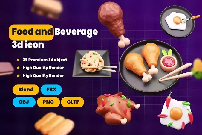 Food and Beverage 3d Icon Pack