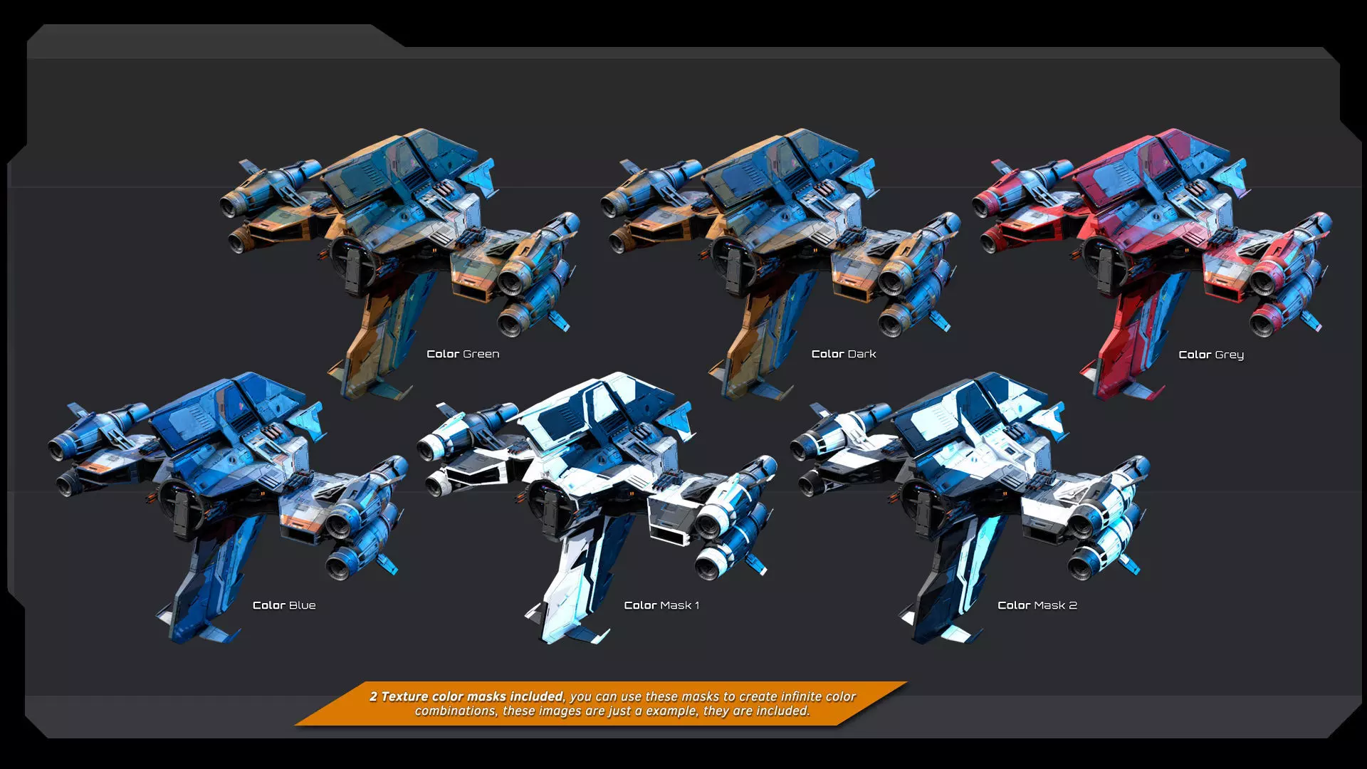 STARSHIPS - Pack06 Low-poly 3D model_8