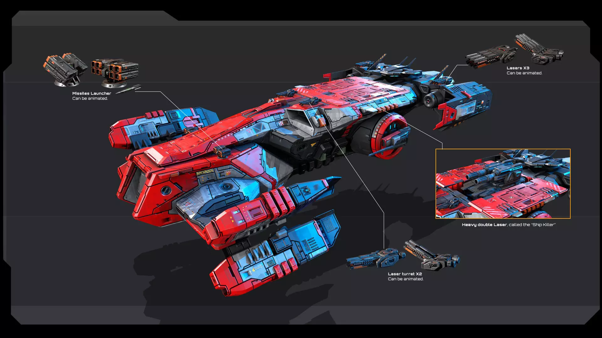 STARSHIPS - Pack06 Low-poly 3D model_10