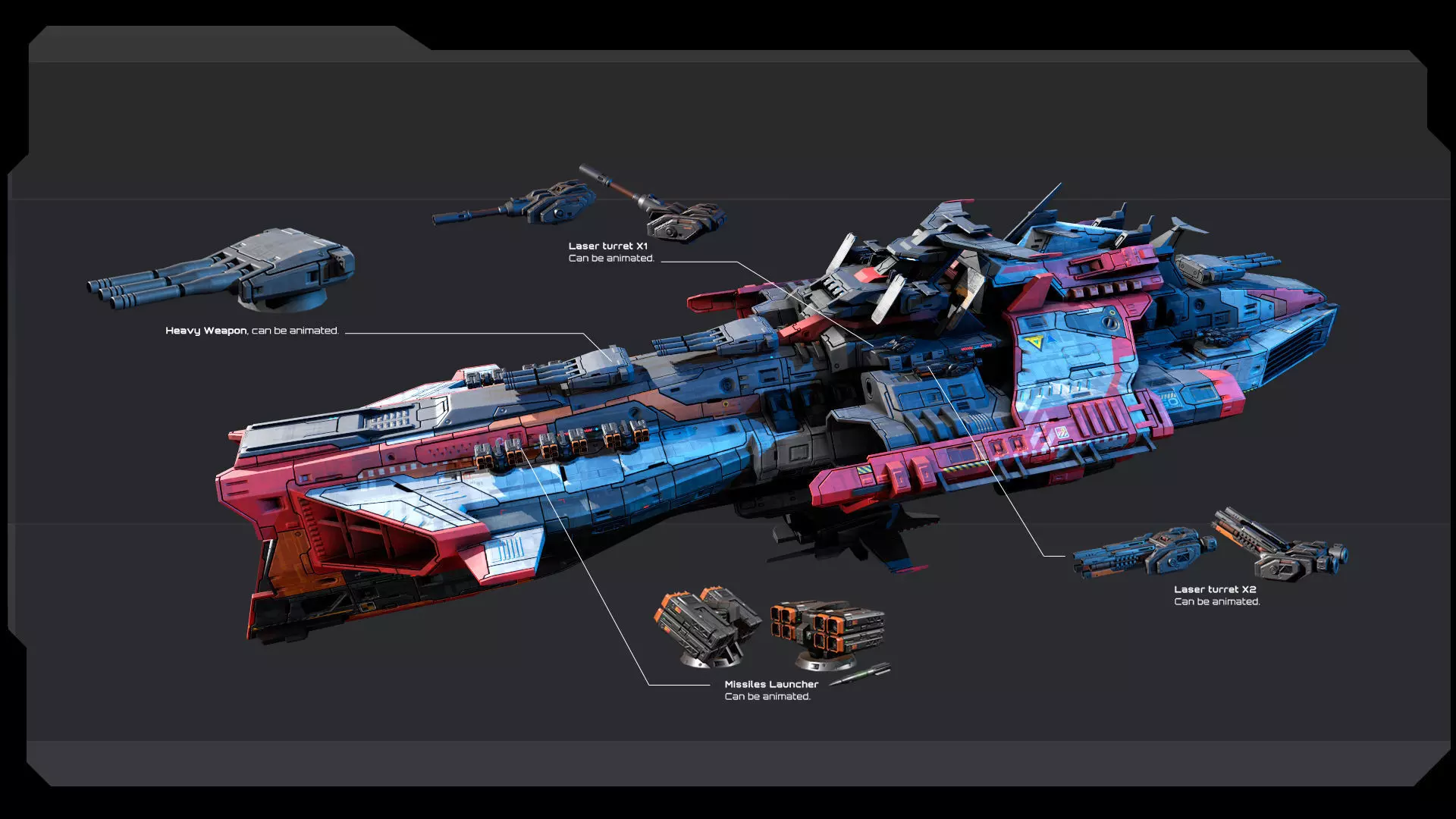 STARSHIPS - Pack06 Low-poly 3D model_14