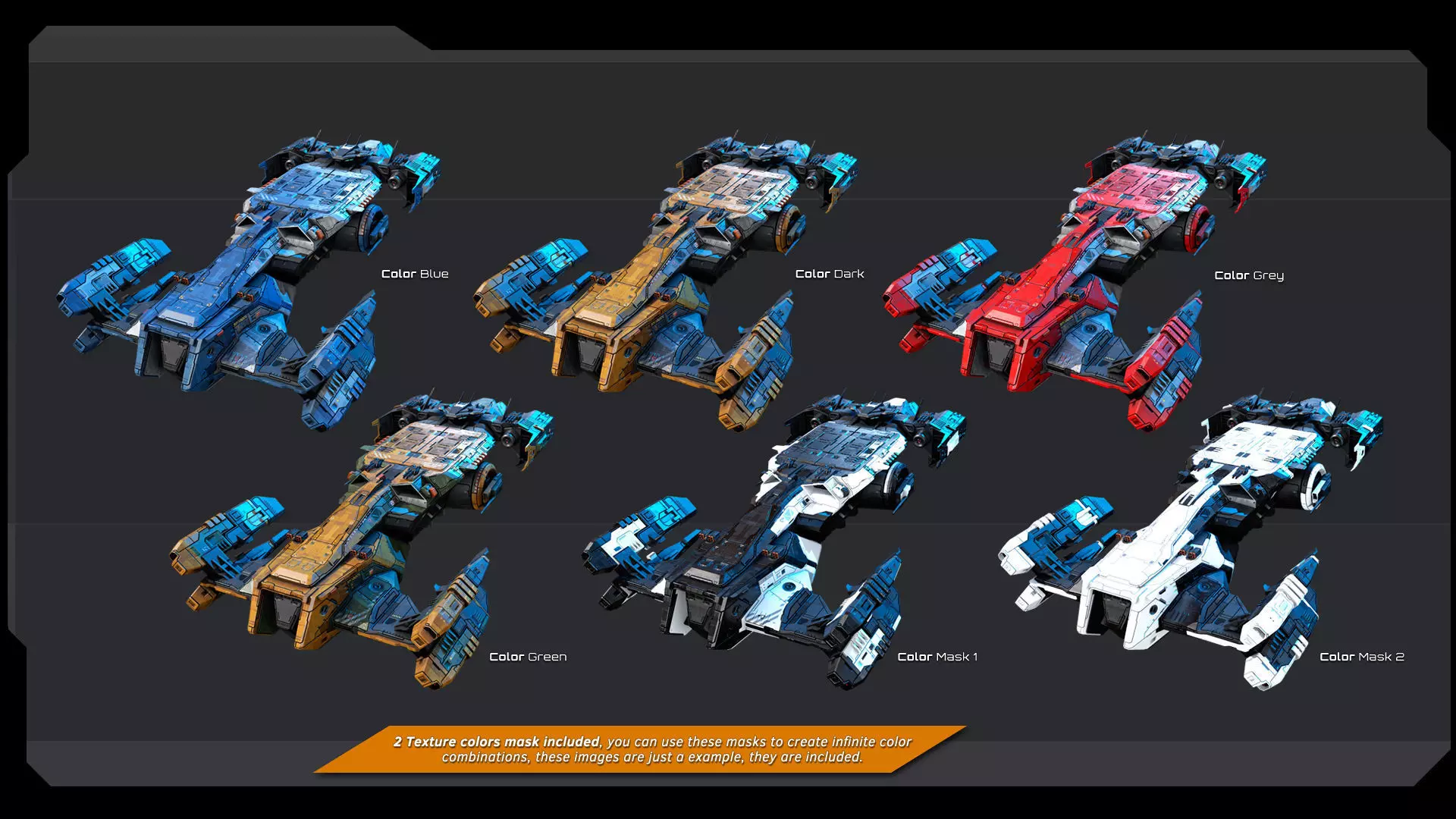 STARSHIPS - Pack06 Low-poly 3D model_12