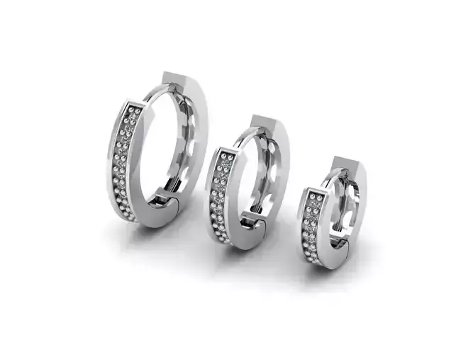 Earrings Round Hoops - 19 sets  3D model
