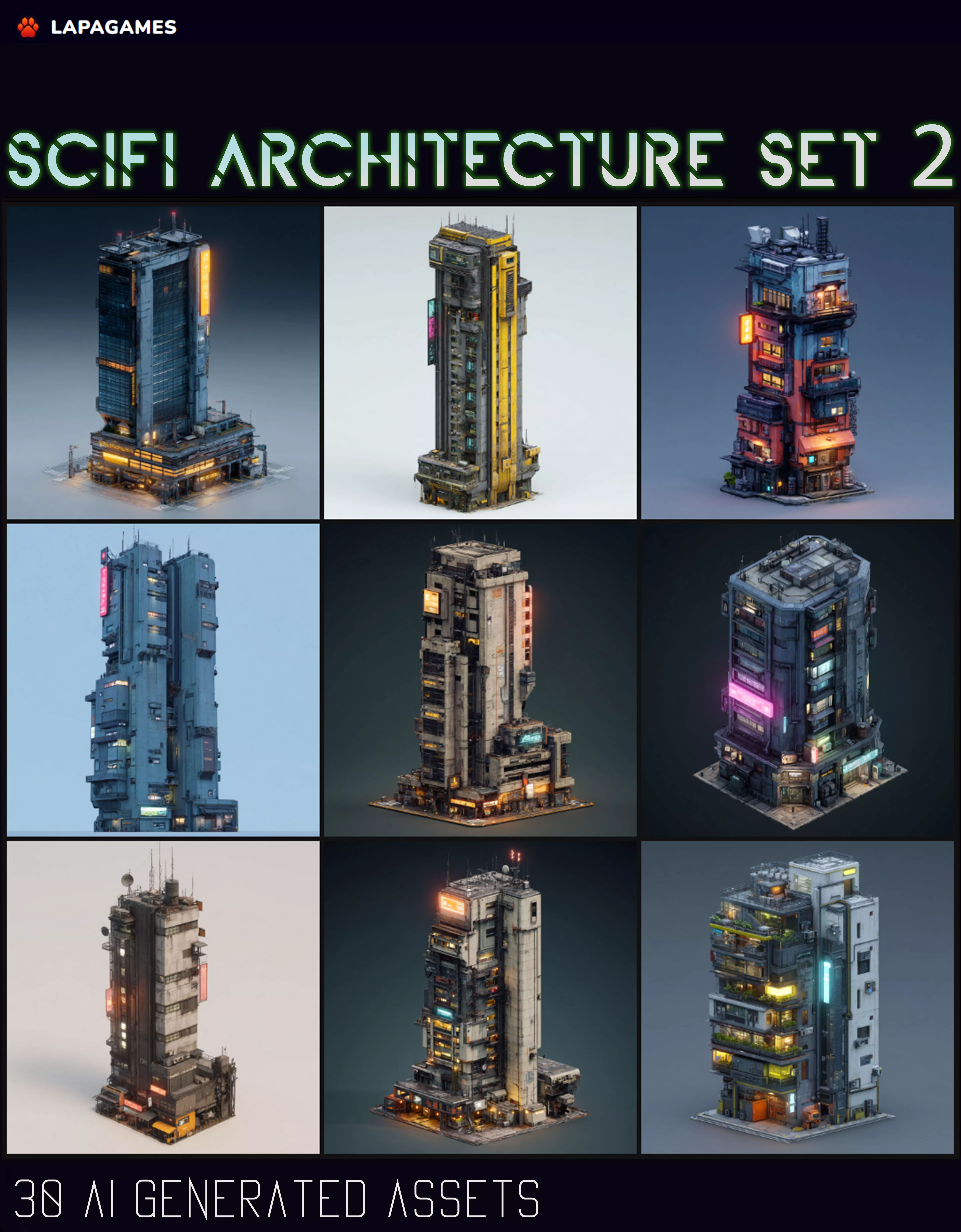 Sci-Fi Architecture Set 2 3D model_0
