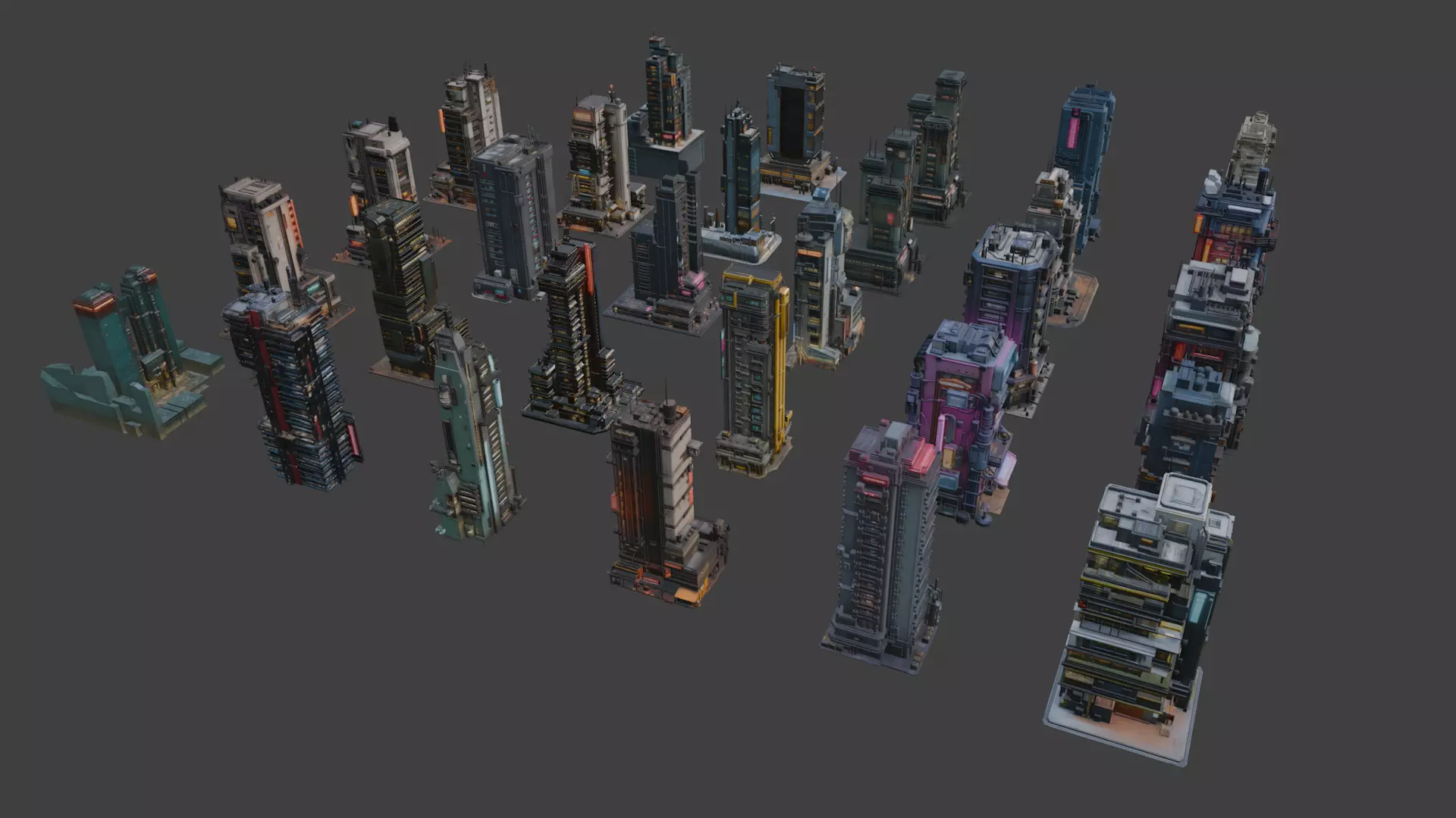 Sci-Fi Architecture Set 2 3D model_1