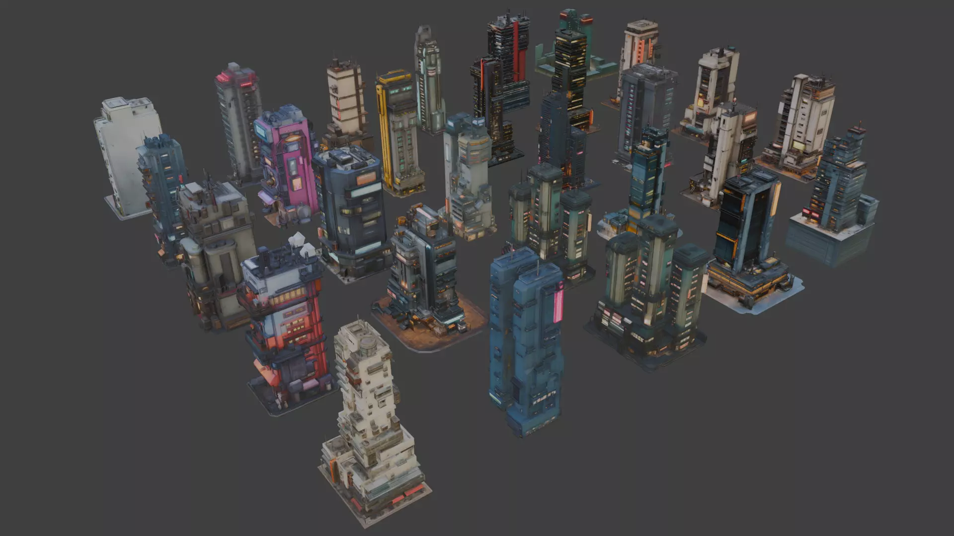 Sci-Fi Architecture Set 2 3D model_2