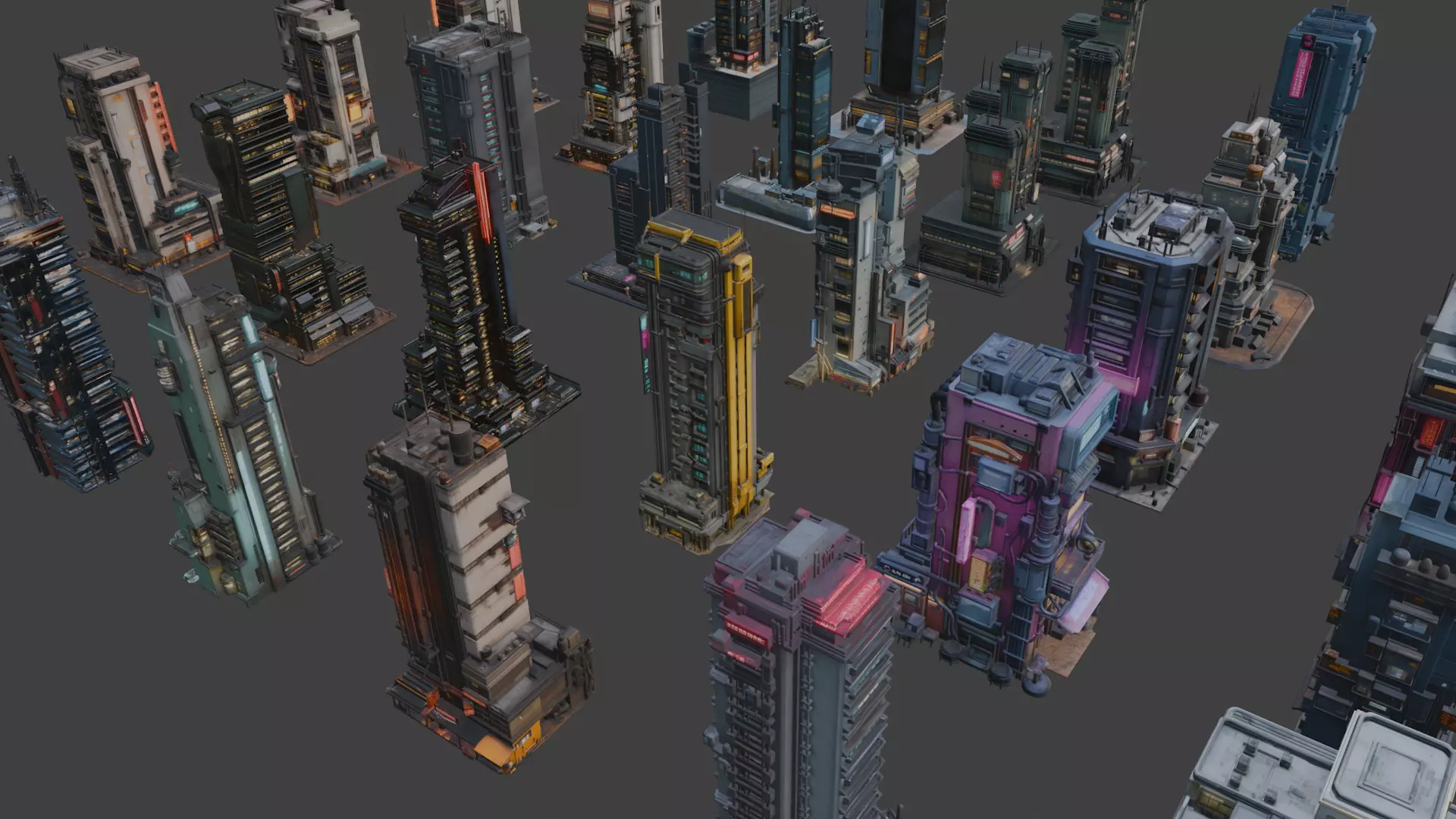 Sci-Fi Architecture Set 2 3D model_4