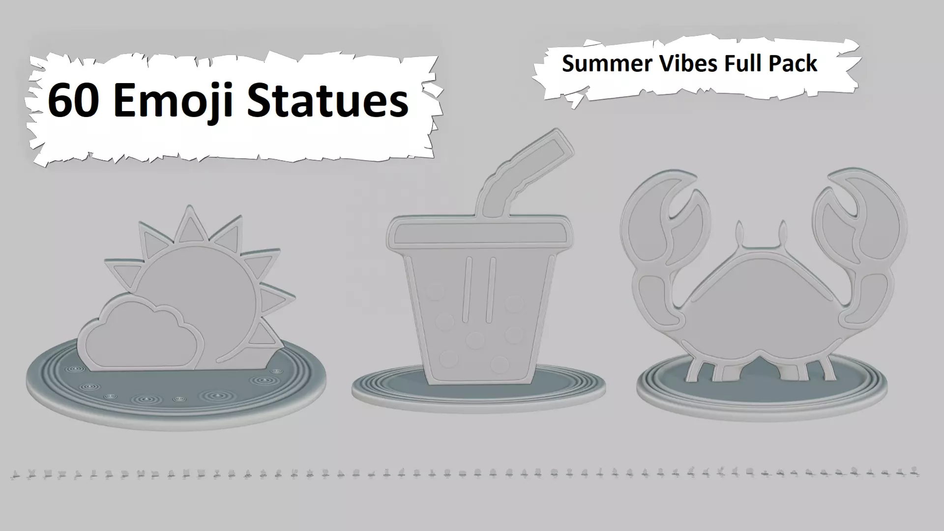 Summer Vibes Full Pack Emoji Statues 3D print model