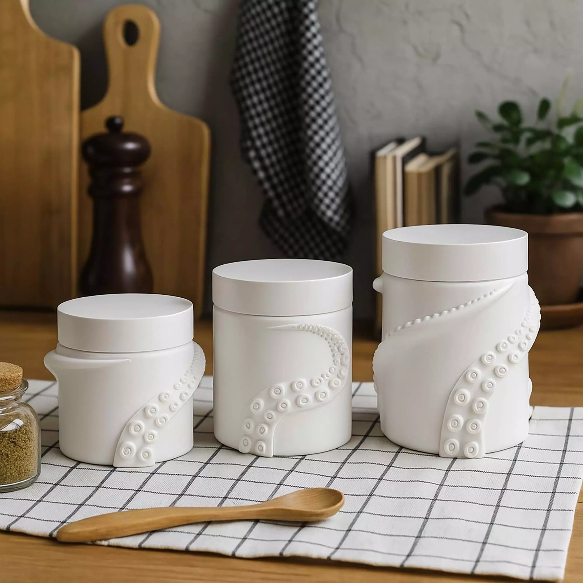 Octopus Tentacles Set of 3 Jars for Kitchen No Supports 3D print model