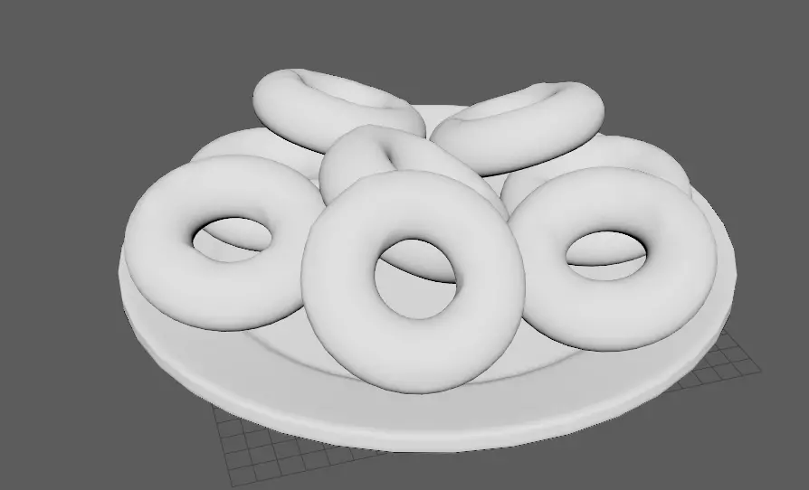 Colored Donuts on a Plate Low-poly 3D model_7