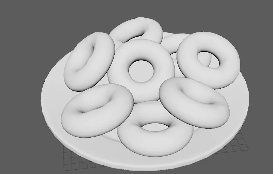 Colored Donuts on a Plate Low-poly 3D model_8