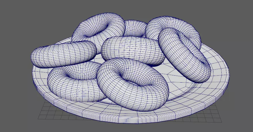 Colored Donuts on a Plate Low-poly 3D model_10